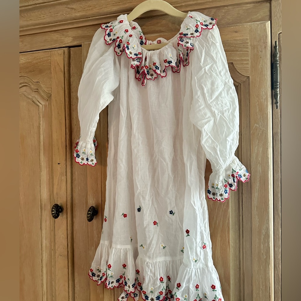 Kids Down Chateau Gown embroidered. Wore once. Size 6!